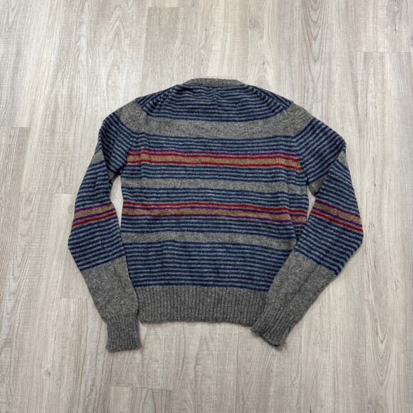 Vintage Colours Sweater Men's Large Geometric Striped 90s 100% Shetland Wool - Picture 6 of 7